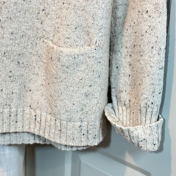 J. Jill Long Sleeve Mock Neck Textured Marled Oatmeal Sweater Size L Cotton Wool - Picture 6 of 13